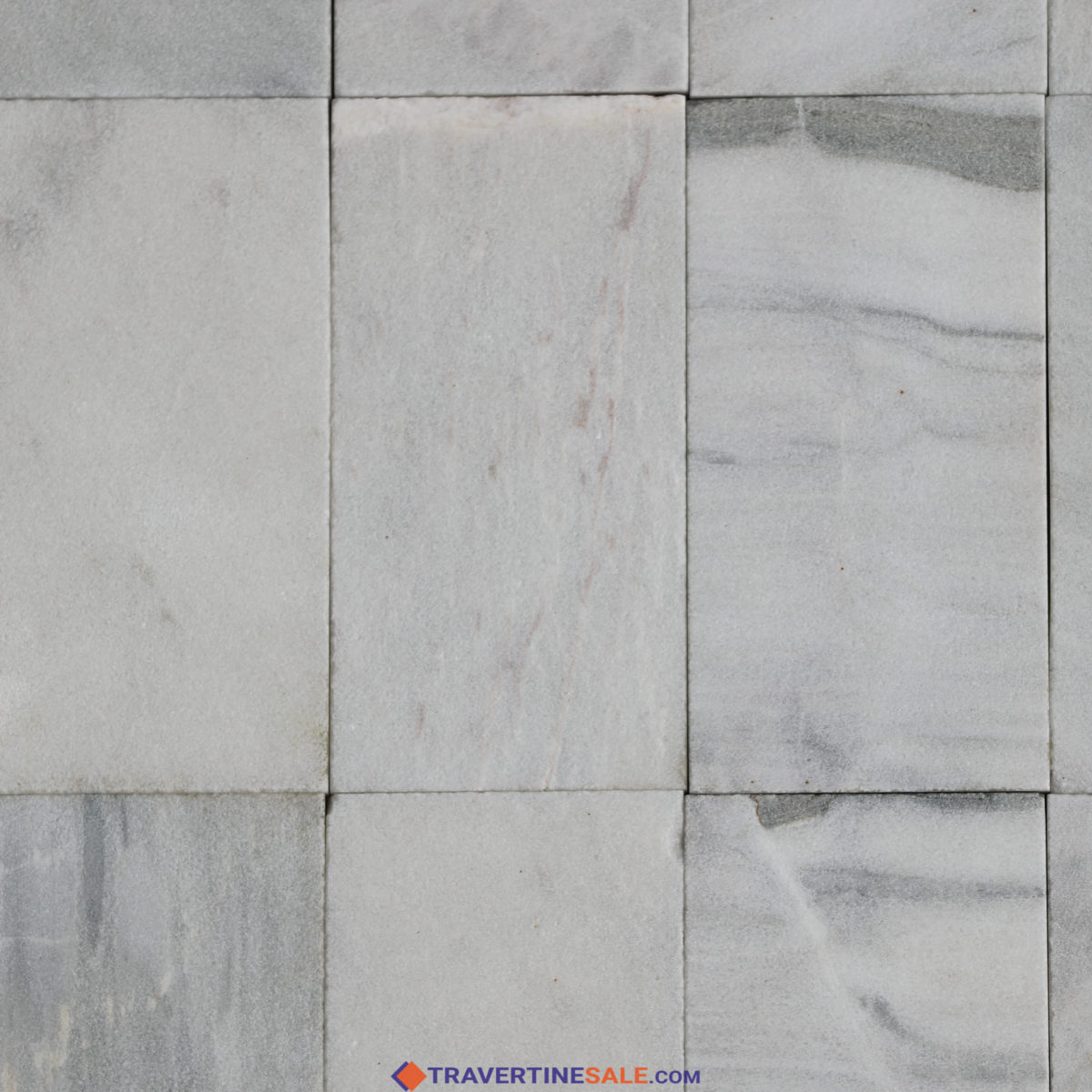 15x30 sandblasted ice white marble tiles with white background and gray veins